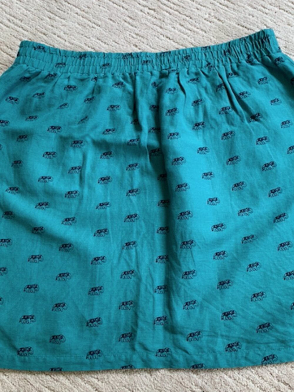 LOFT Green Elephant Novelty Print Elastic Waist Skirt with Pockets